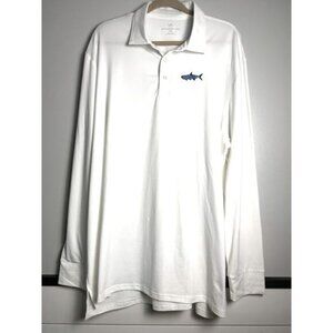 Southern Tide Long Sleeved Men's White Polo Shirt w/ Fish Logo, Size XXL